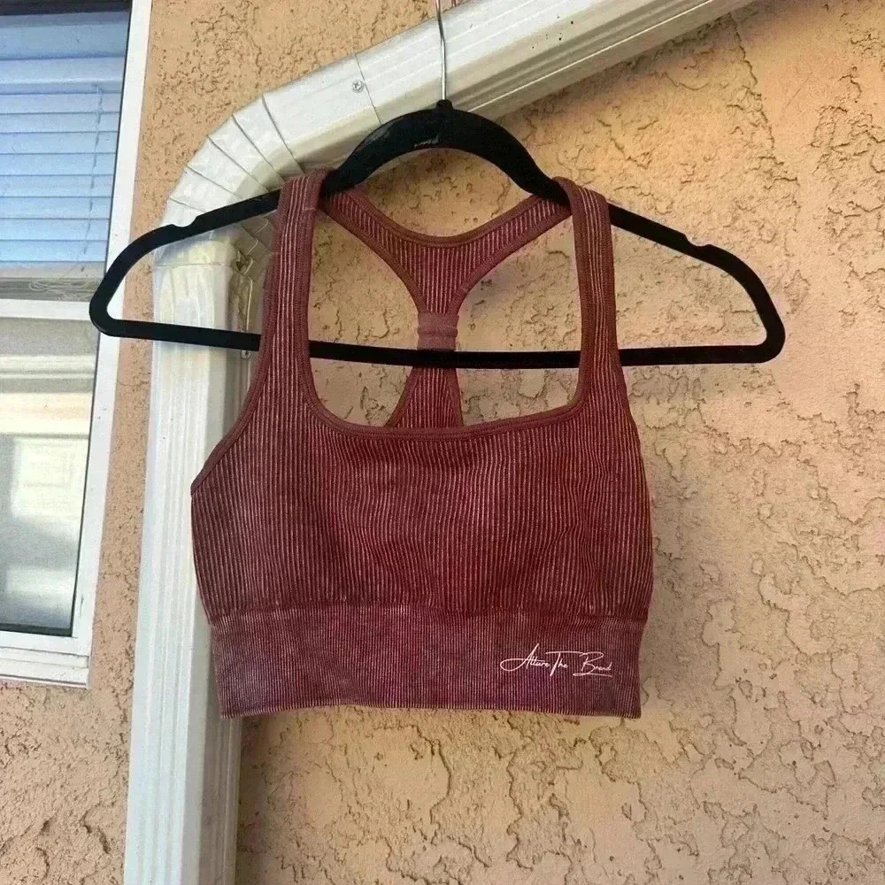 BROWN WASH RIBBED BRA